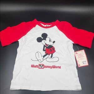 Disney Mickey Mouse Red and White Kids Tee NWT